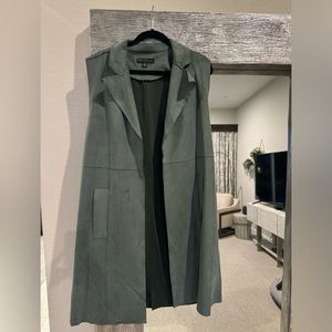 Joan Vass Olive Green long vest in size L.